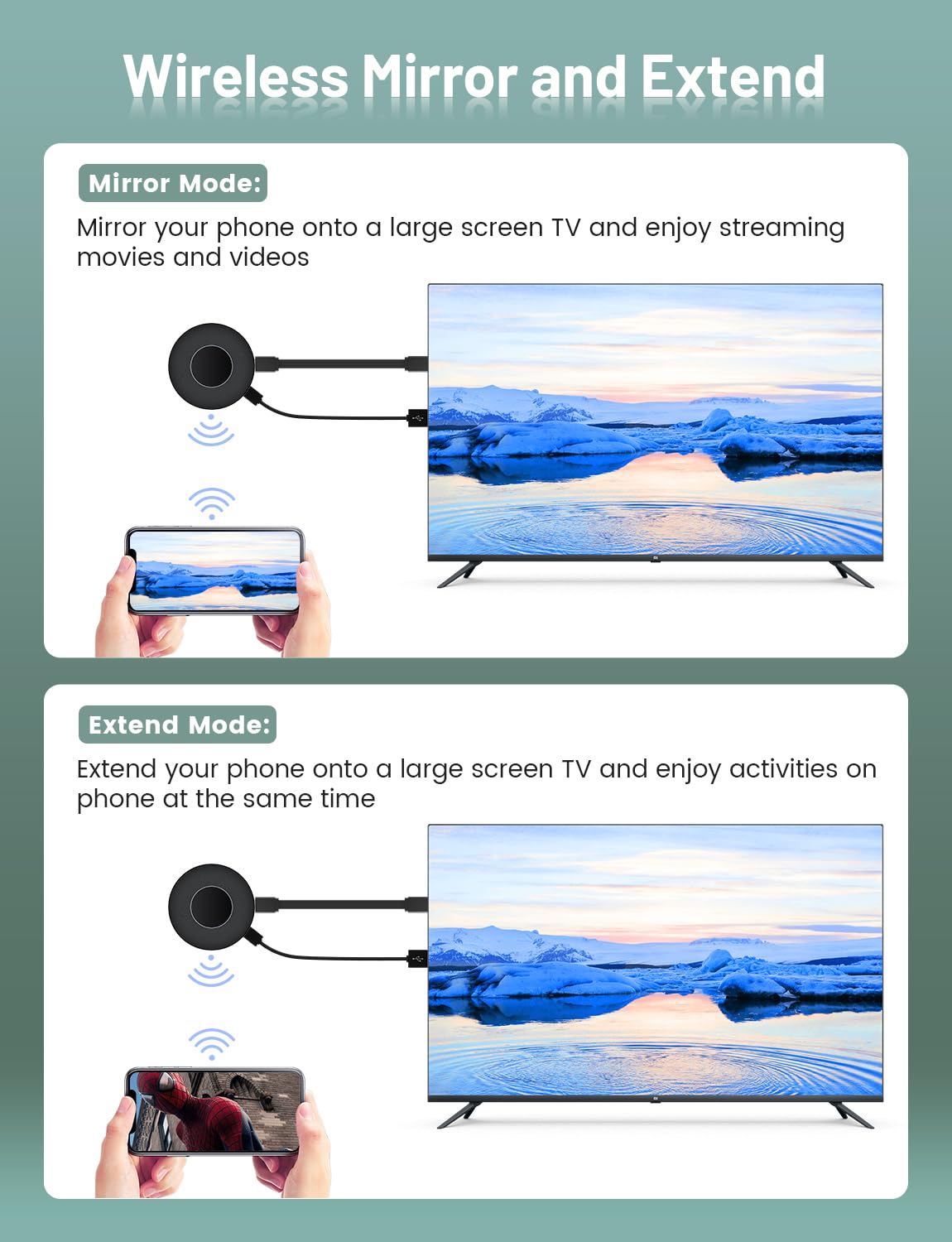 NOHZIO dual-band 2.4G/5G ensures stable connection and faster streaming.