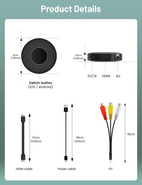 NOHZIO includes HDMI cable, power cord, AV cable and manual.