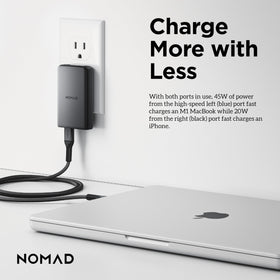 NOMAD in a travel bag with cables for easy on-the-go charging convenience