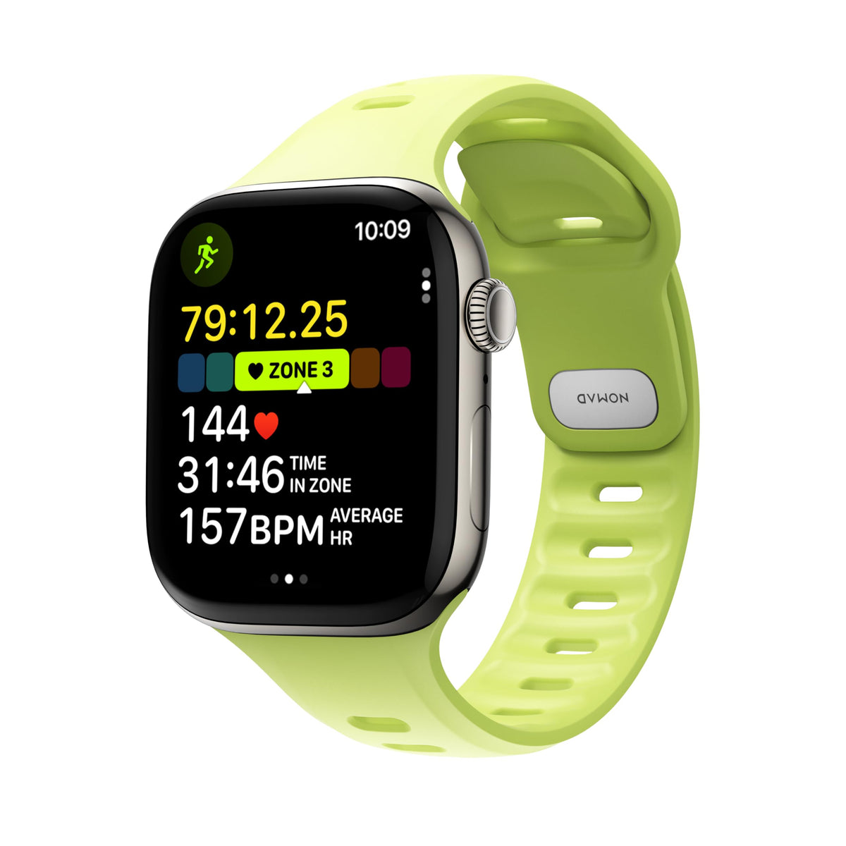 NOMAD Apple Watch Tempo Band Lumen closeup highlights breathable design for daily wear