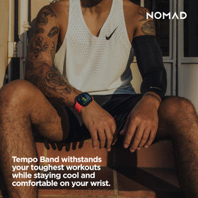 Nomad Tempo Band waterproof design highlighted on a sport strap.