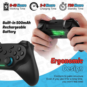 Nonbliep 2-Pack wireless controller battery life; long playtime on a full charge
