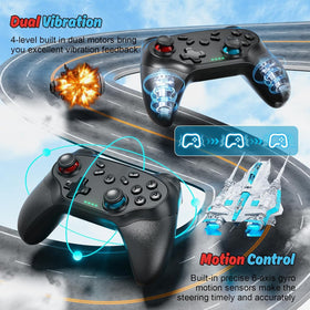Nonbliep 2-Pack wireless controller turbo mode; precise auto-fire at multiple speeds