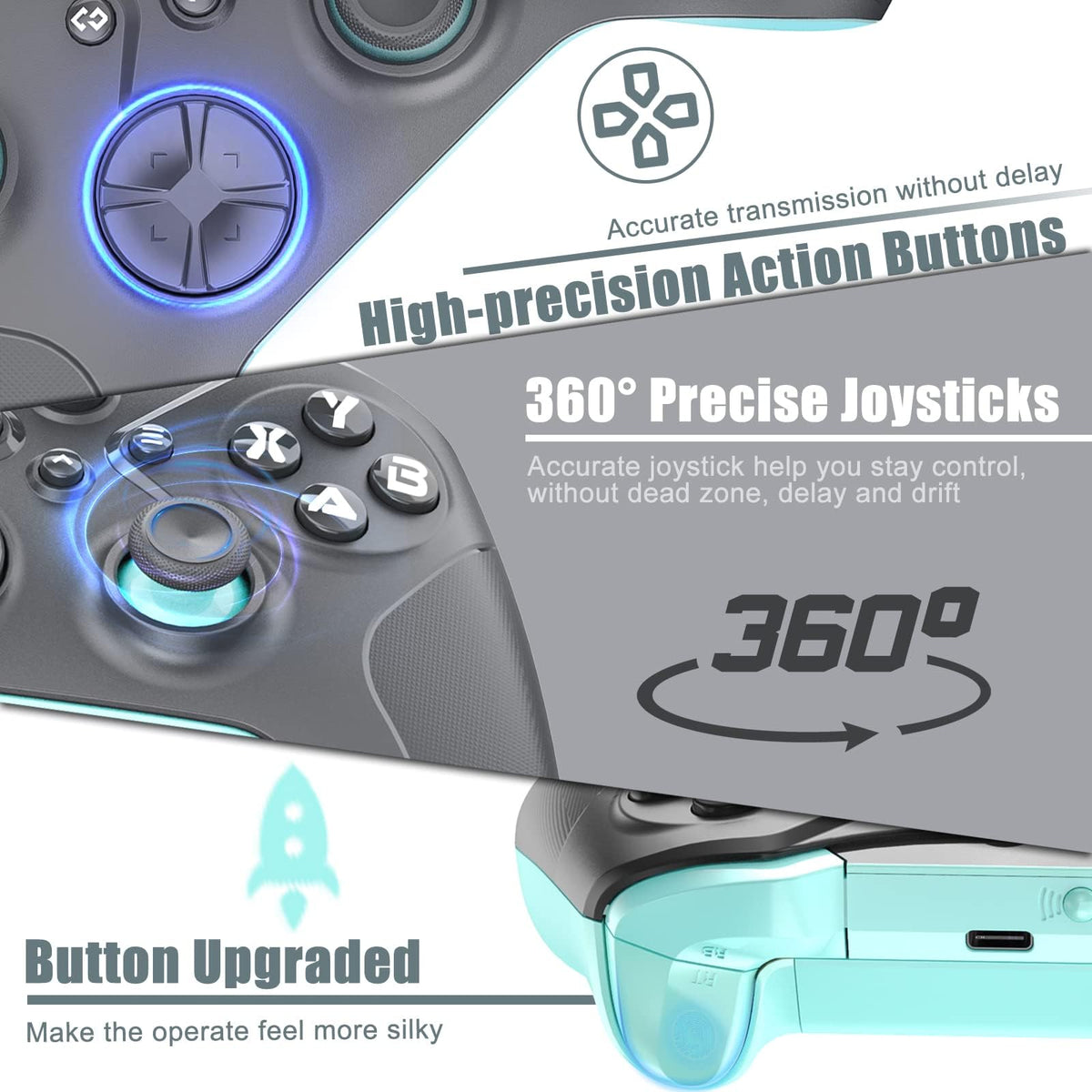 Nonbliep close-up of buttons and multi touch pad for precise control