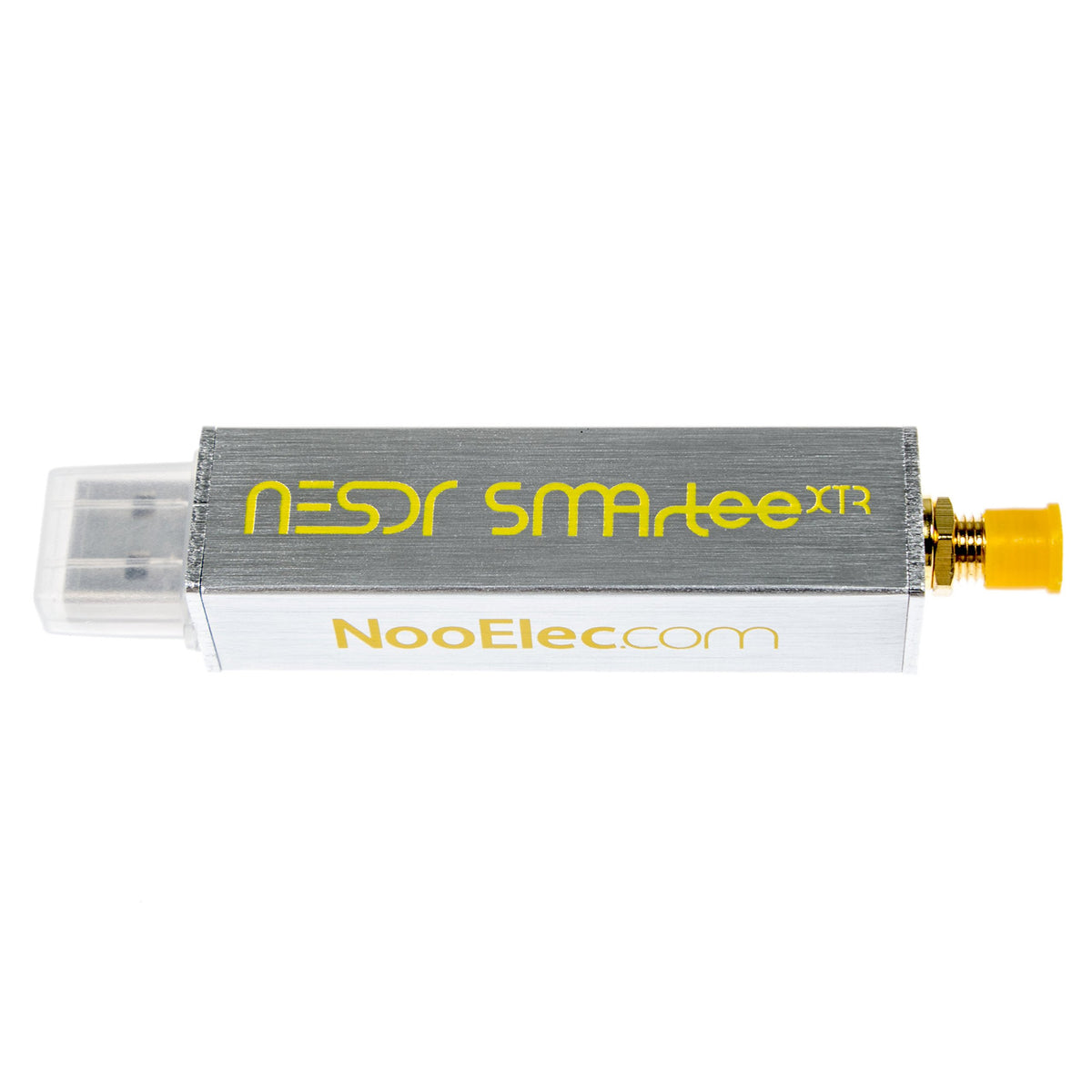 NooElec close-up of TCXO and connectors highlighting stable frequency and quality components