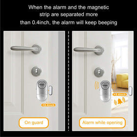 NOOPEL close-up of volume switch and magnet showing adjustable alarm benefit