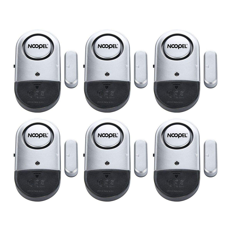 Noopel door alarm six-pack front view, compact security alert option.
