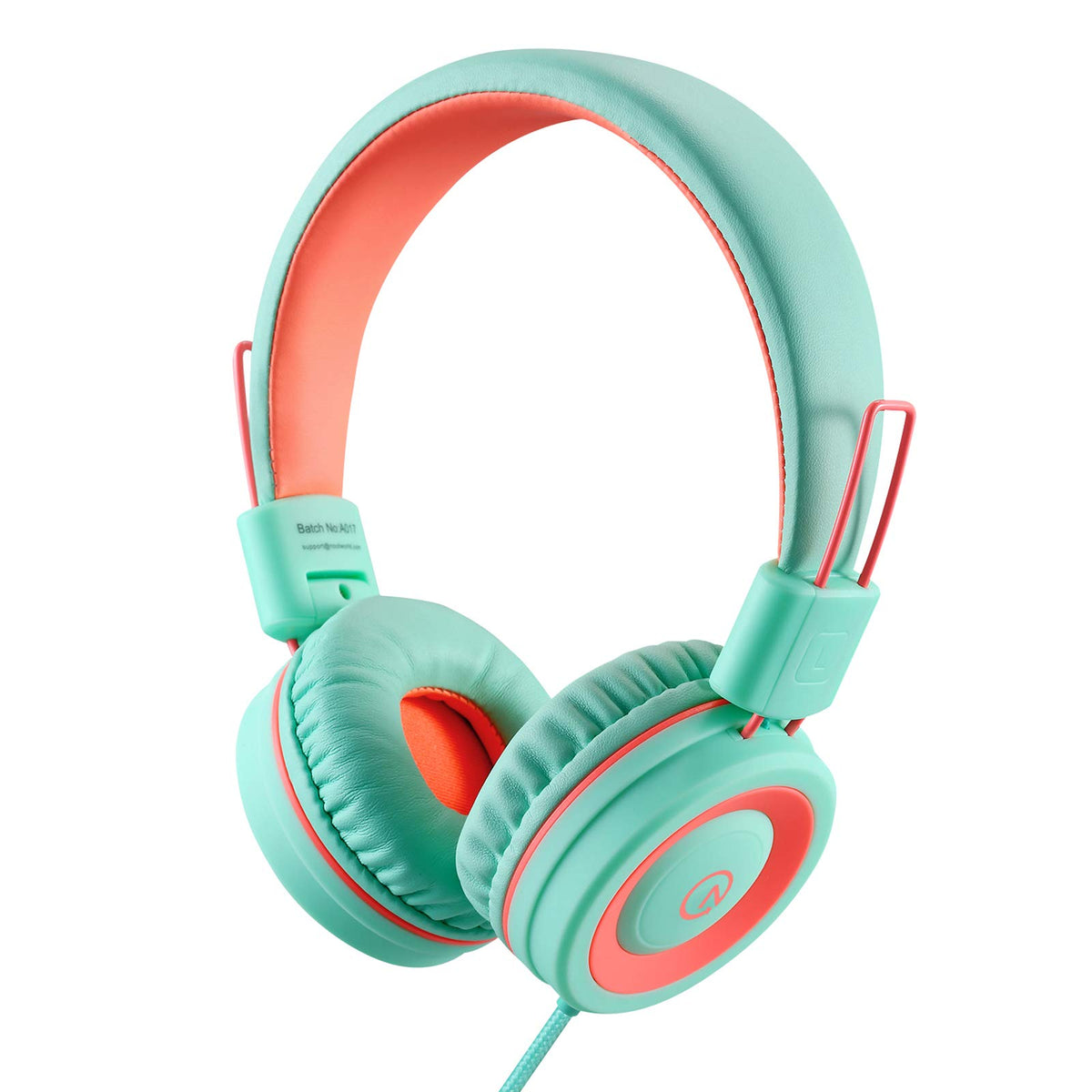 Noot products K11 headphones front view mint coral for comfortable listening.