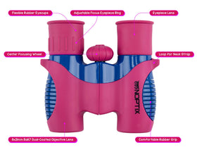 Noptix binoculars paired with 40-bird sticker book for learning
