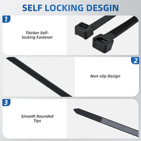 NORJIN 175 lbs tensile zip tie for heavy bundles and large projects