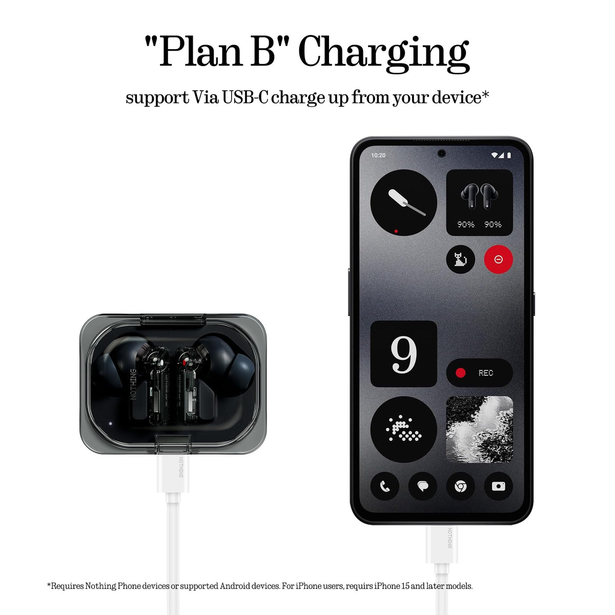 Nothing Ear a fast charge delivers hours of playback in minutes.
