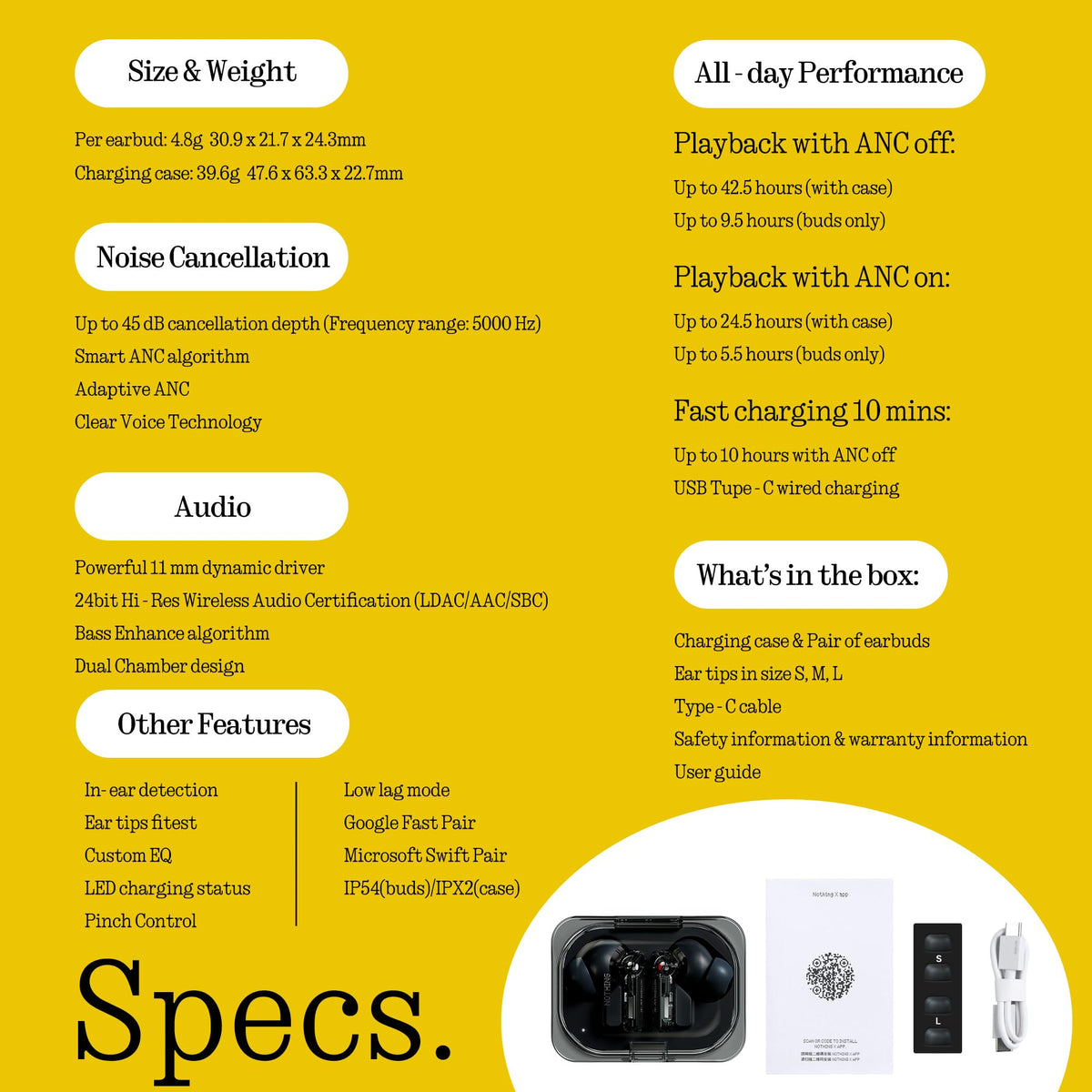 Nothing Ear a IP54 buds and IPX2 case withstand light moisture and dust.