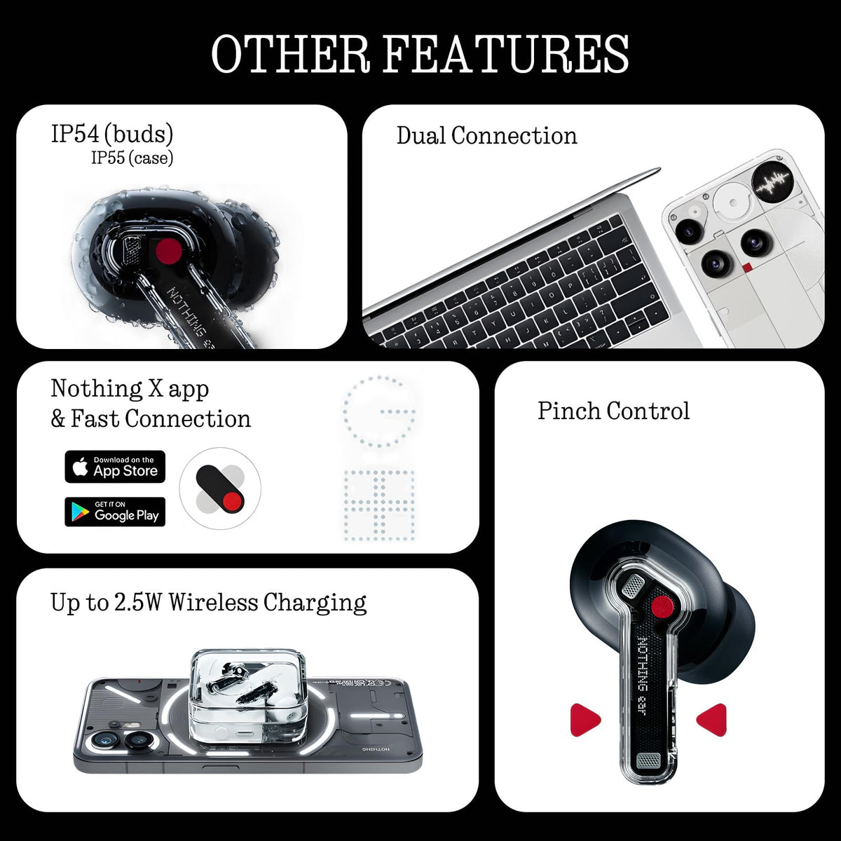 Nothing Ear wireless earbuds with IP54 buds and IP55 case for water resistance