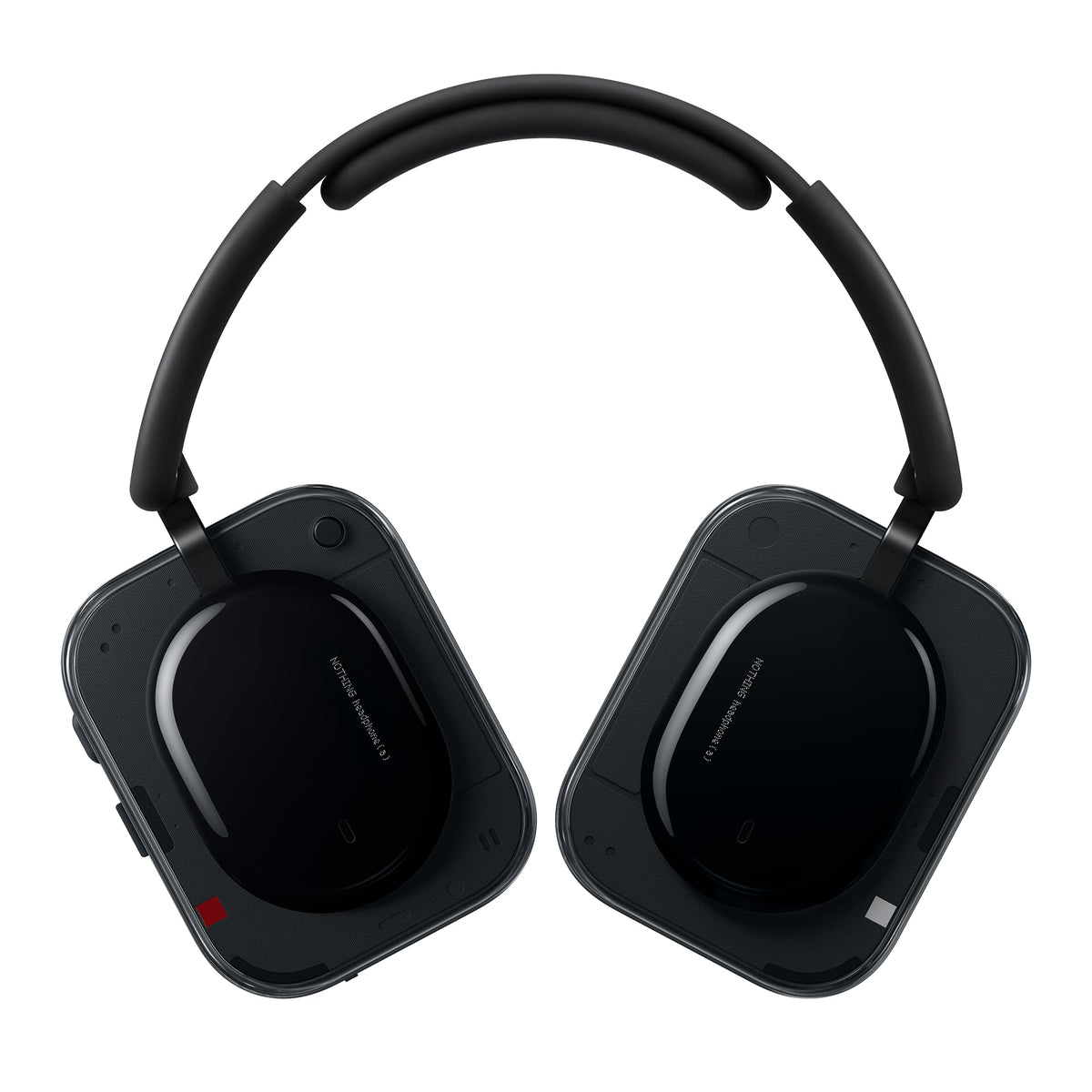 Nothing Headphone (a) front view shows sleek design for immersive listening.