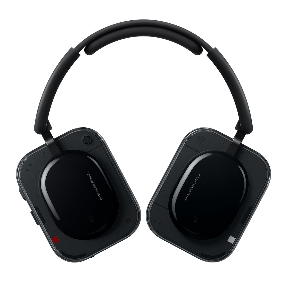 Nothing Headphone (a) front view shows sleek design for immersive listening.