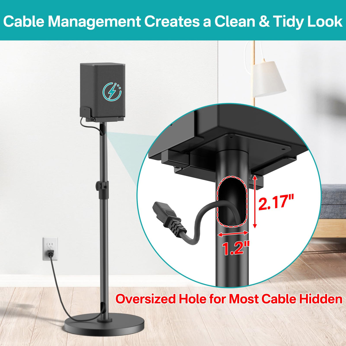 Notiela cable management holes keep cables organized for clean setup.