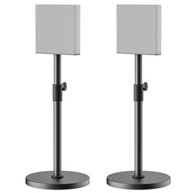 notiela front view showing paired stands with Sony HT-A9M2 for stable surround placement