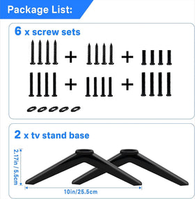 Notiela Onn TV legs compatibility note shows model-specific fit.