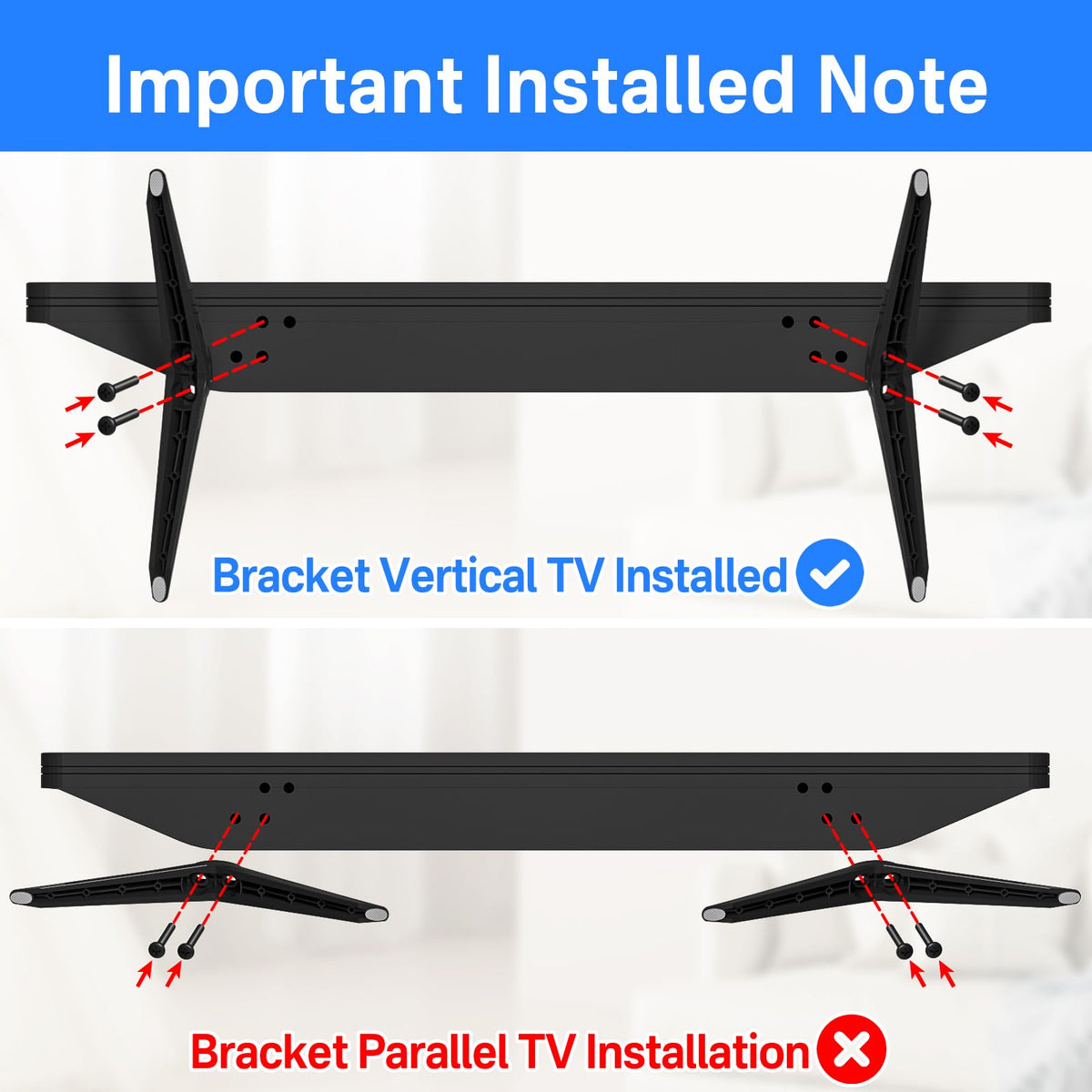 Notiela Onn TV legs wall-protection reduces wall damage with screw-free setup.