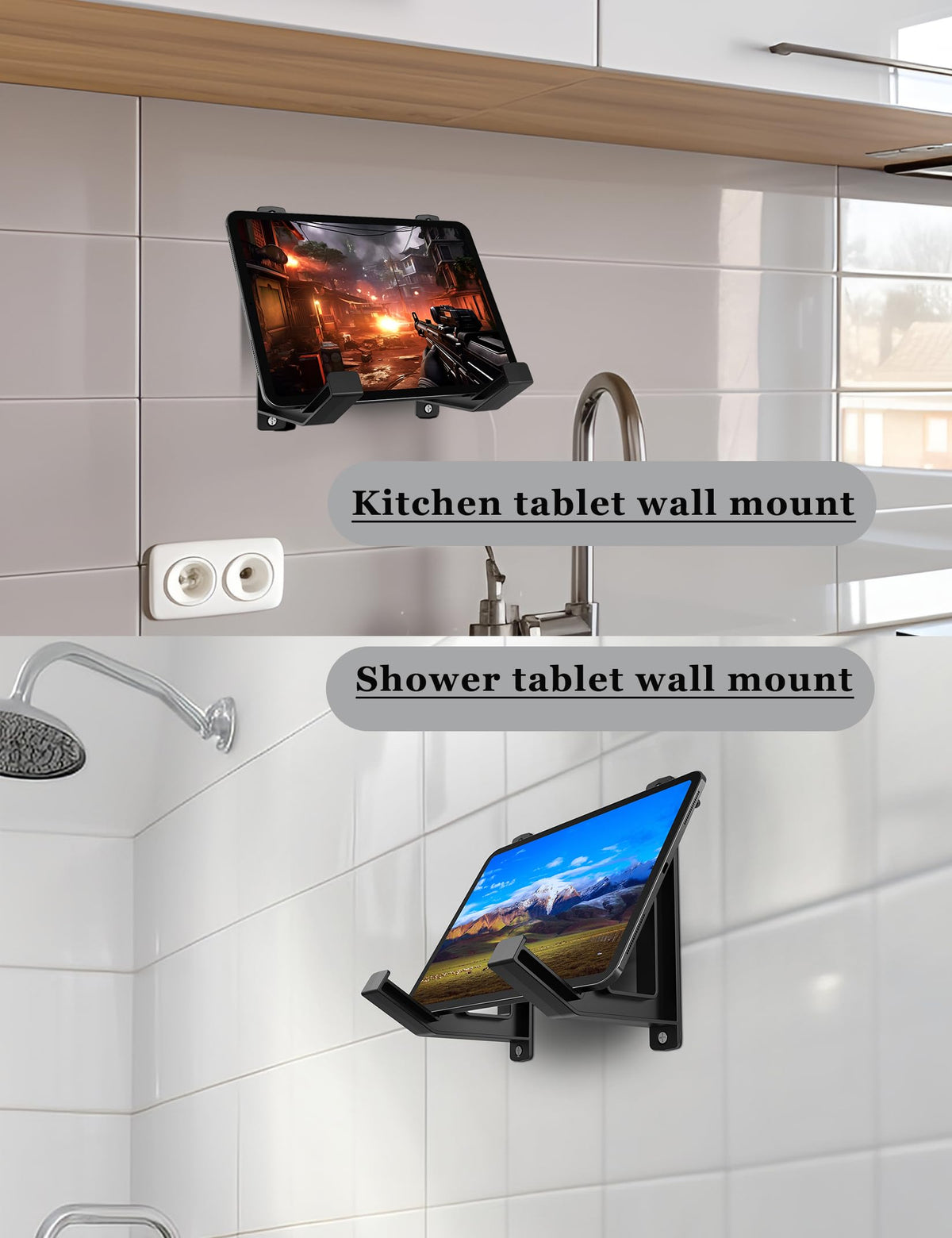 NOTMBESTM adjustable two-part bracket fits various sizes for flexible wall mounting.