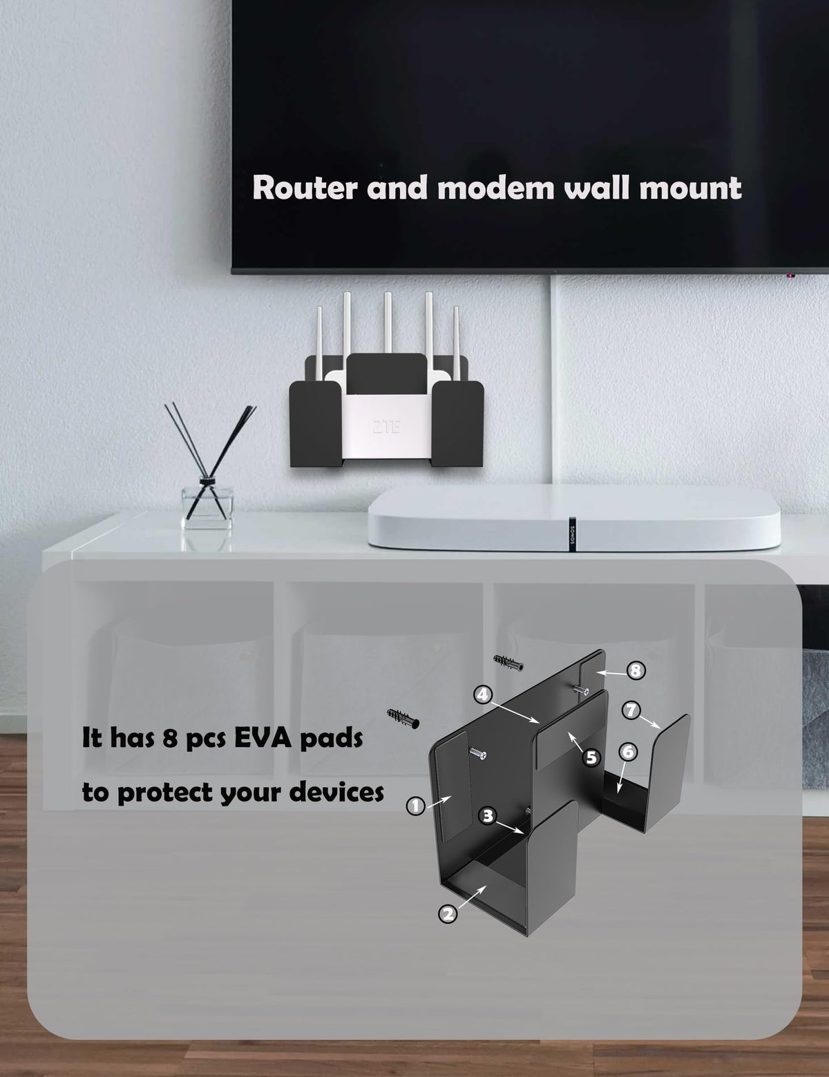 NOTMBESTM wall mount in living room keeps electronics accessible