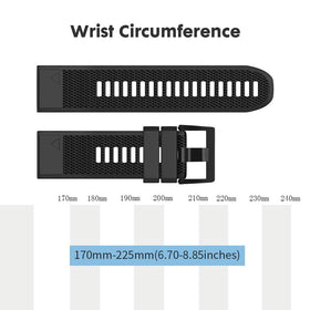 NotoCity size guide illustration shows 170–225 mm wrist range.