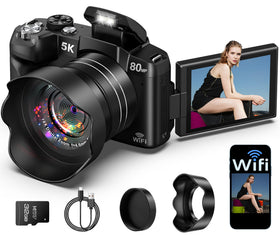 Notoldpine 5K camera front view for travel-ready sharp images.