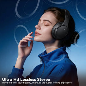 NOUUI headphones worn by an elderly user for comfortable long listening sessions