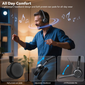 NOUUI headset in a home office demonstrating clear remote calls
