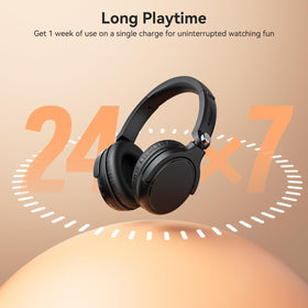 NOUUI room view with headphones highlighting flexible wireless listening.