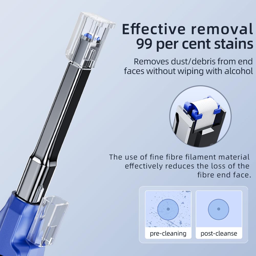 Cleaner compatible with 8, 12, and 24 fiber configurations.