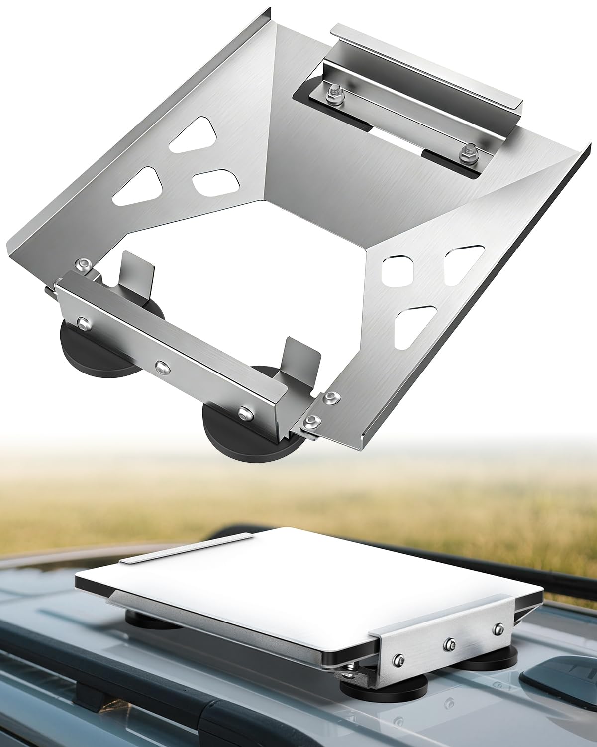 NovaKits Starlink Mini base-attachment shows secure, easy installation for car or RV roofs.