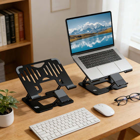 Novalunae desk setup highlights a sleek ergonomic workspace with anti-slip pads