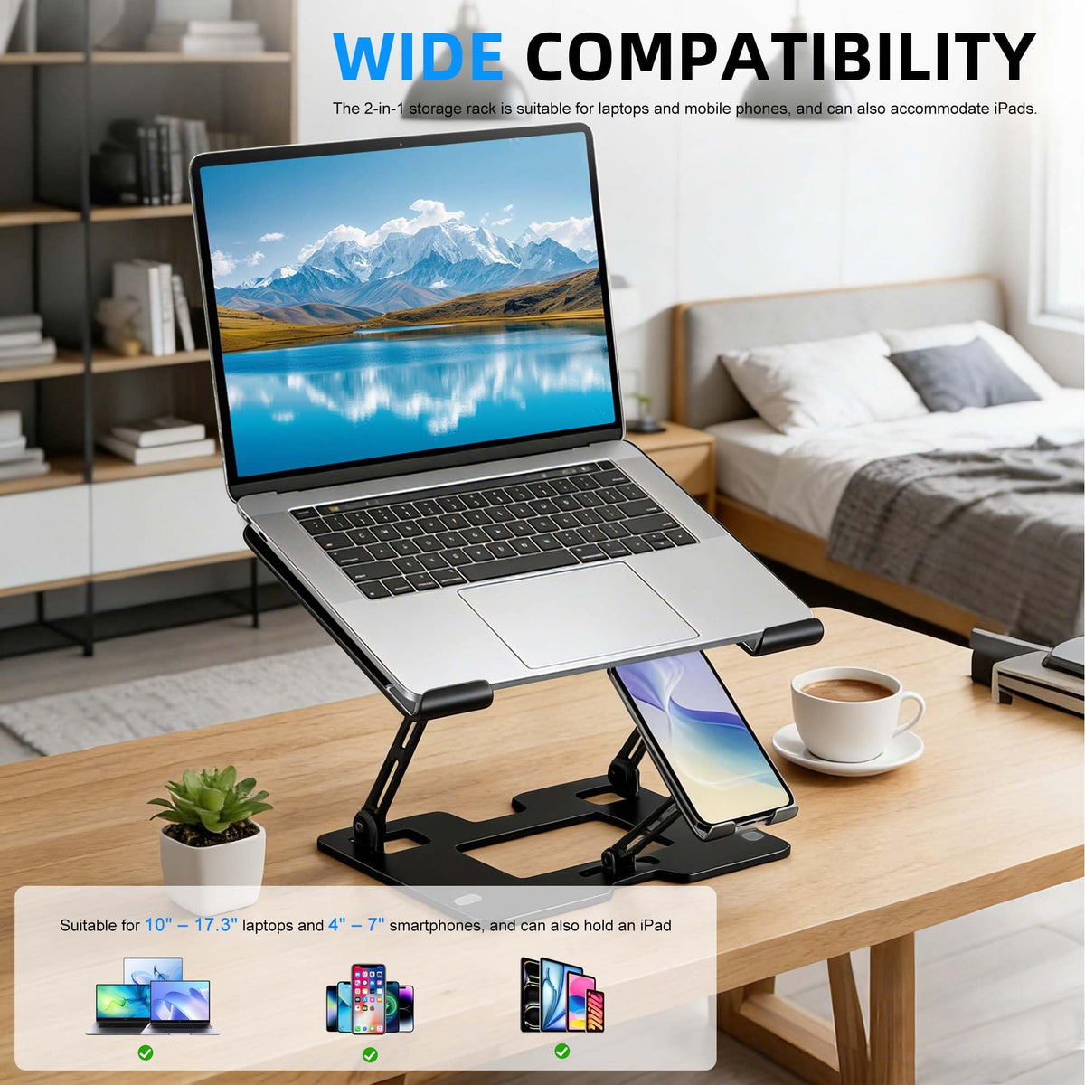Novalunae integrated phone holder keeps devices within reach at workspace