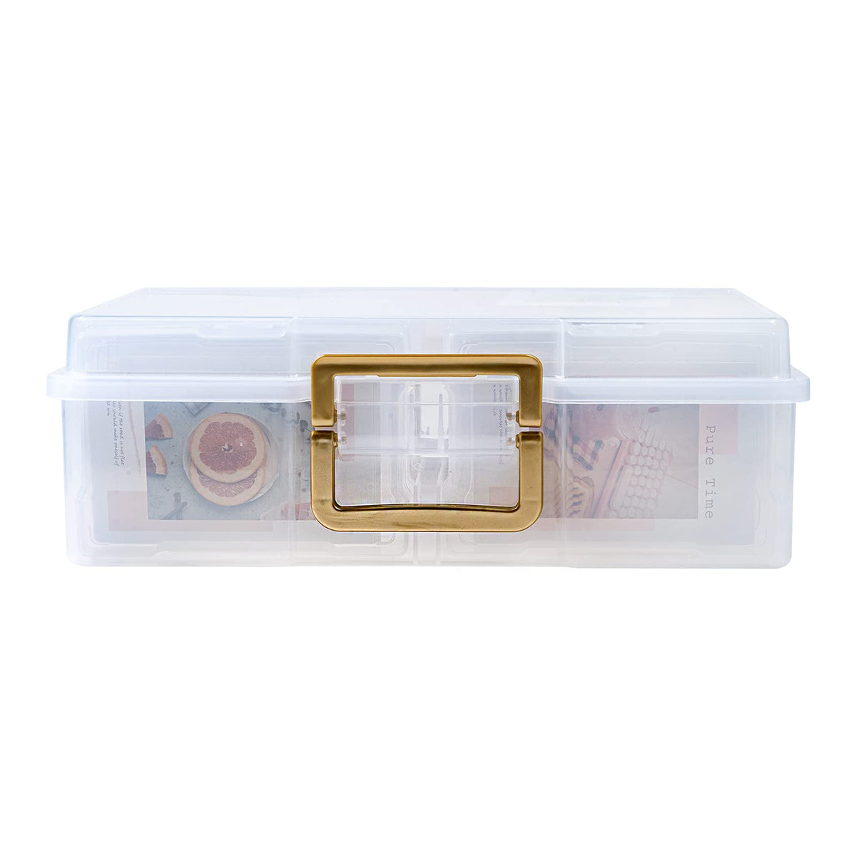 novelinks inner case open with 4x6 photos showing neat, dust-free storage