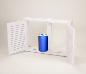 Noviko Wifi storage box with dimensions diagram aids wall mounting and side-by-side placement