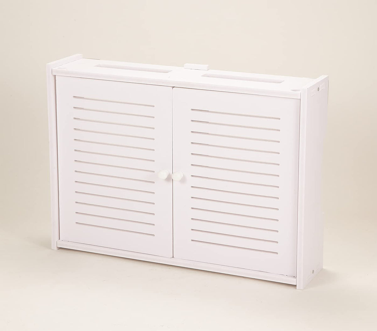 Noviko Wifi storage box wall mount with small shutter front view keeps cables neat and protected