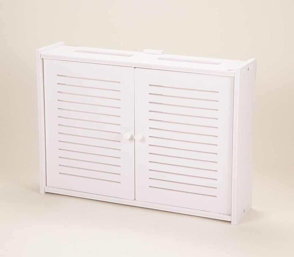 Noviko Wifi storage box wall mount with small shutter front view keeps cables neat and protected