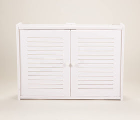Noviko Wifi storage box on wall installs easily, concealing router clutter while keeping access simple