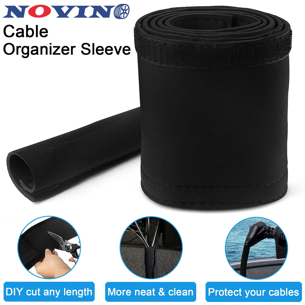 NOVINO front-deck cable organizer keeps lines secure and the area neat.
