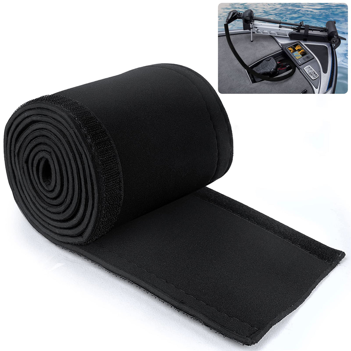 NOVINO trolling motor cable sleeve 60inch protects cables in a sleek black neoprene cover.