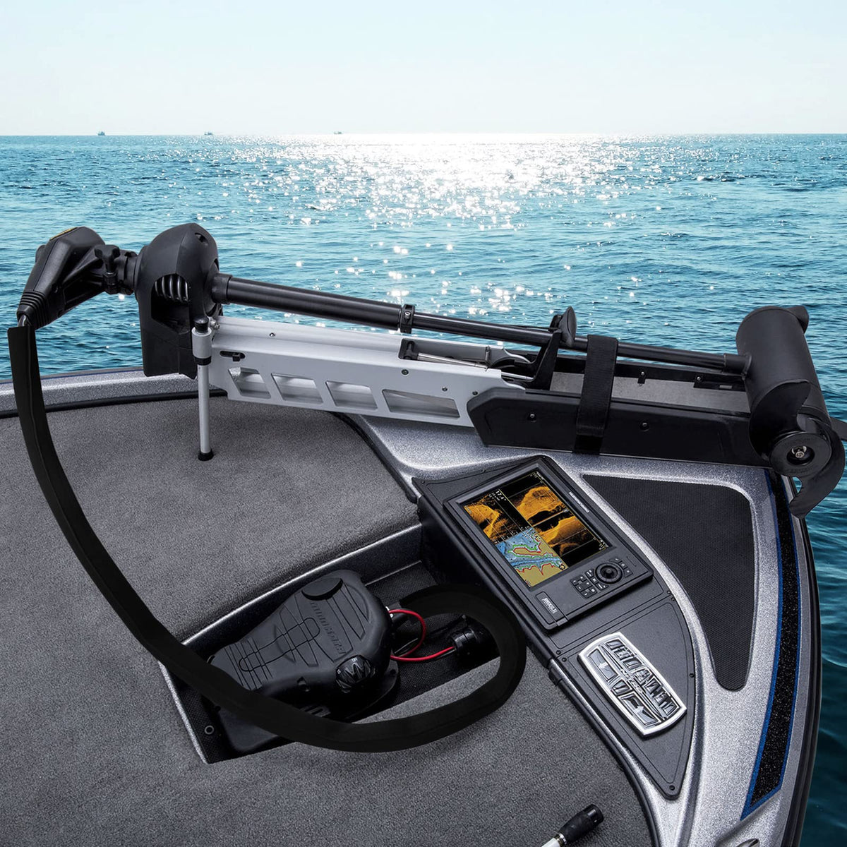 NOVINO waterproof sleeve protects trolling motor cables from seawater and sun exposure.