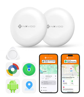 NOVOO Air Tracker Tags coin-size design attached to keys for quick locating