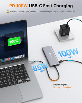 NOVOO cable length displayed alongside hand to show compact portability