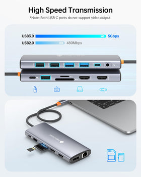 NOVOO compact docking station next to a phone showing small footprint advantage