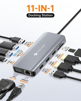 NOVOO dock top angled view highlighting compact design and port layout benefits