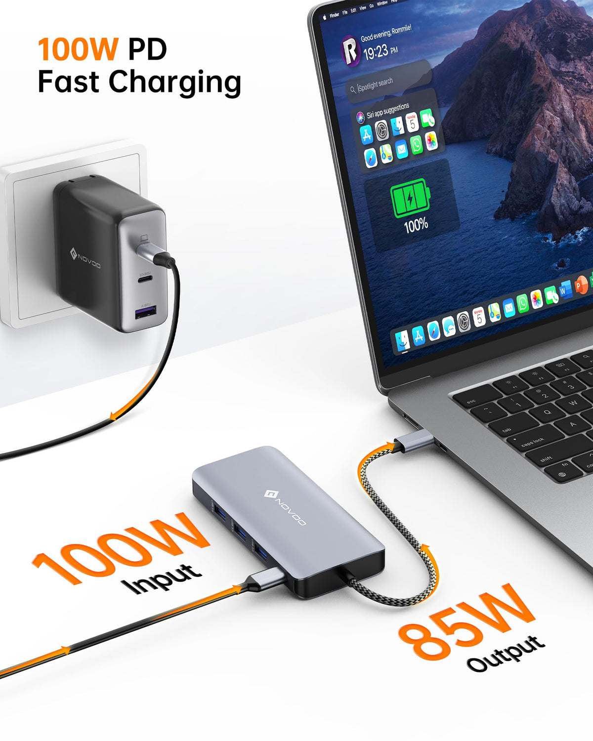 NOVOO DisplayPort output on the dock for a second monitor