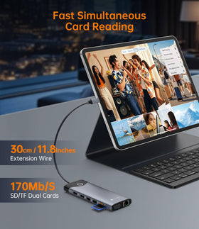 NOVOO size and scale with hand showing compact footprint for limited desk space