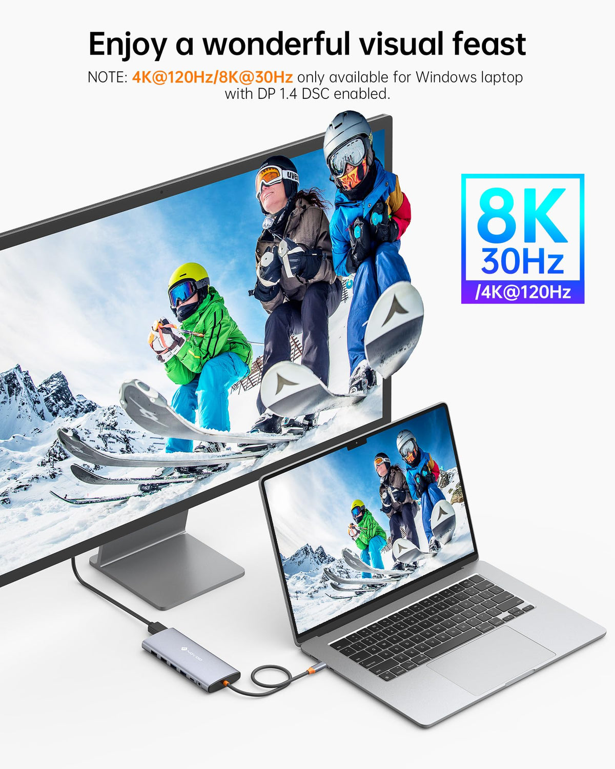 NOVOO detail of USB and SD card ports for fast file transfer convenience