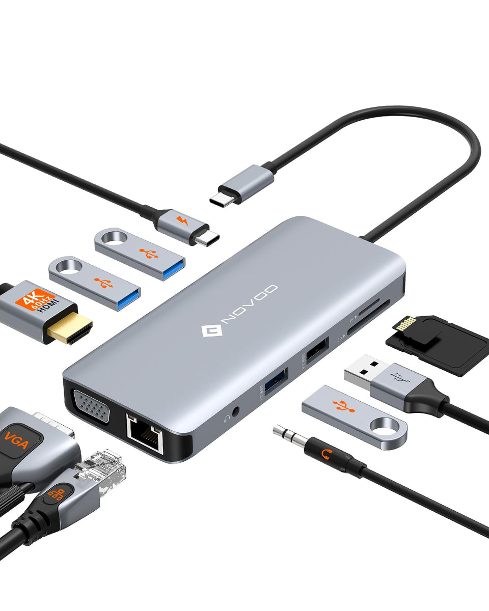 NOVOO USB-C Hub with 4K HDMI output for crisp presentations and multitasking